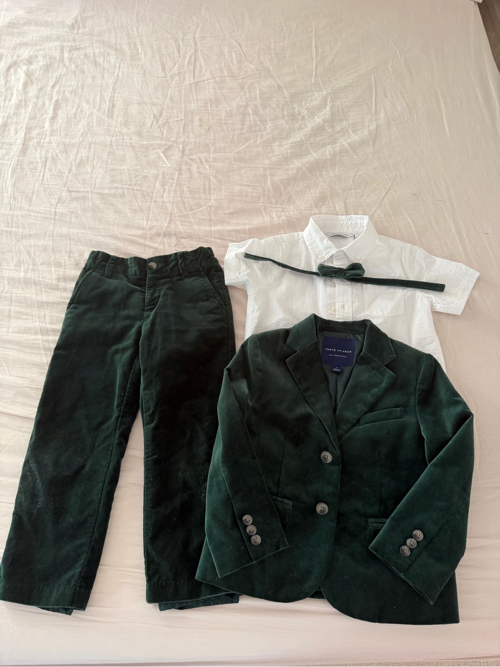 Janie and Jack Toddler Boys Hunter Green Velvet Blazer and Pants Set